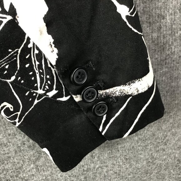 Larry Levine Black White Floral Blazer Suit Jacket Sz 8 - Picture 5 of 8